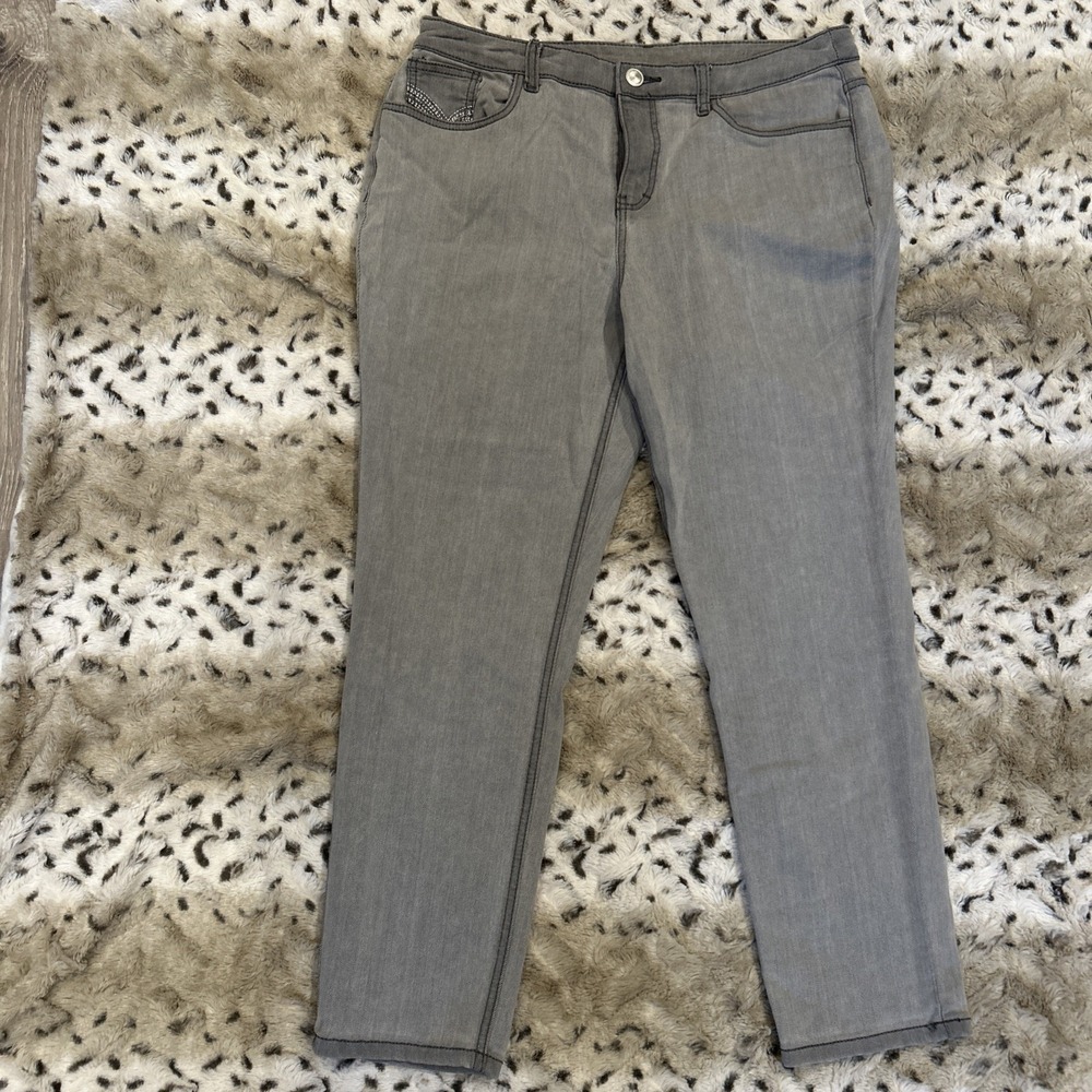 Christopher & Banks Jeans Womens Size 12P Gray Straight‎ Cut Denim Light Wash